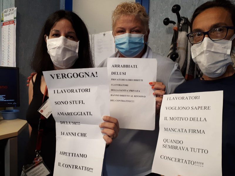 (in foto, lavoratrici e lavoratori della Maugeri di Pavia)