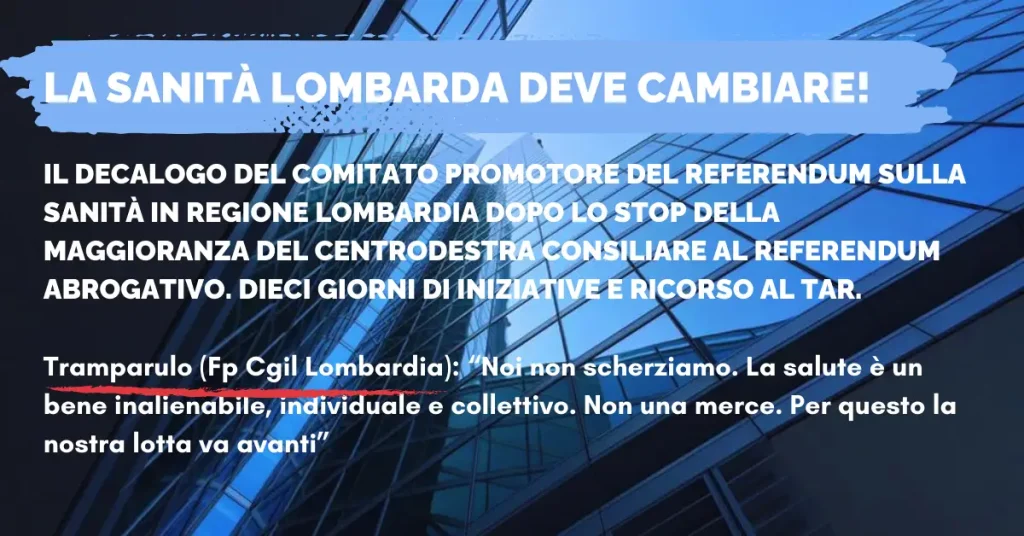 banner la sanità lombarda deve cambiare!