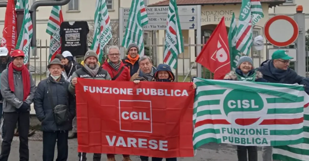 Sciopero e presidio Fp Cgil e Cisl alla Fondazione Raimondi di Gorla Minore