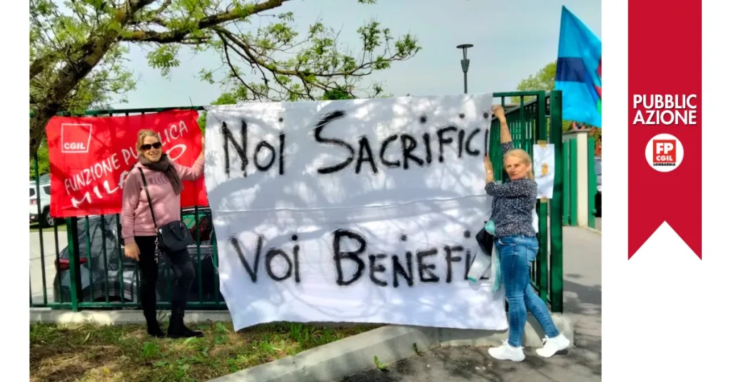 Striscione Fp Cgil - Uil Fpl Humanitas Rozzano