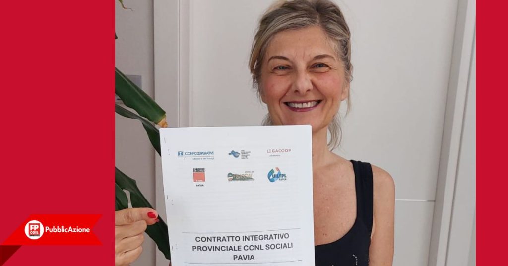 Giancarla Molinari con il contratto integrativo provinciale coop sociali Pavia