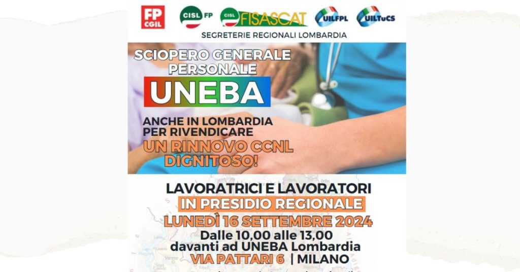 sciopero unitario uneba banner lombardia