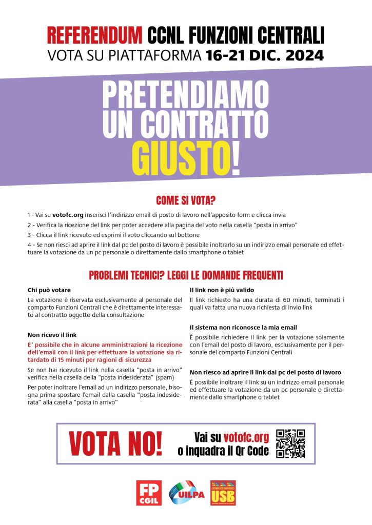 come si vota - volantino referendum Funzioni Centrali