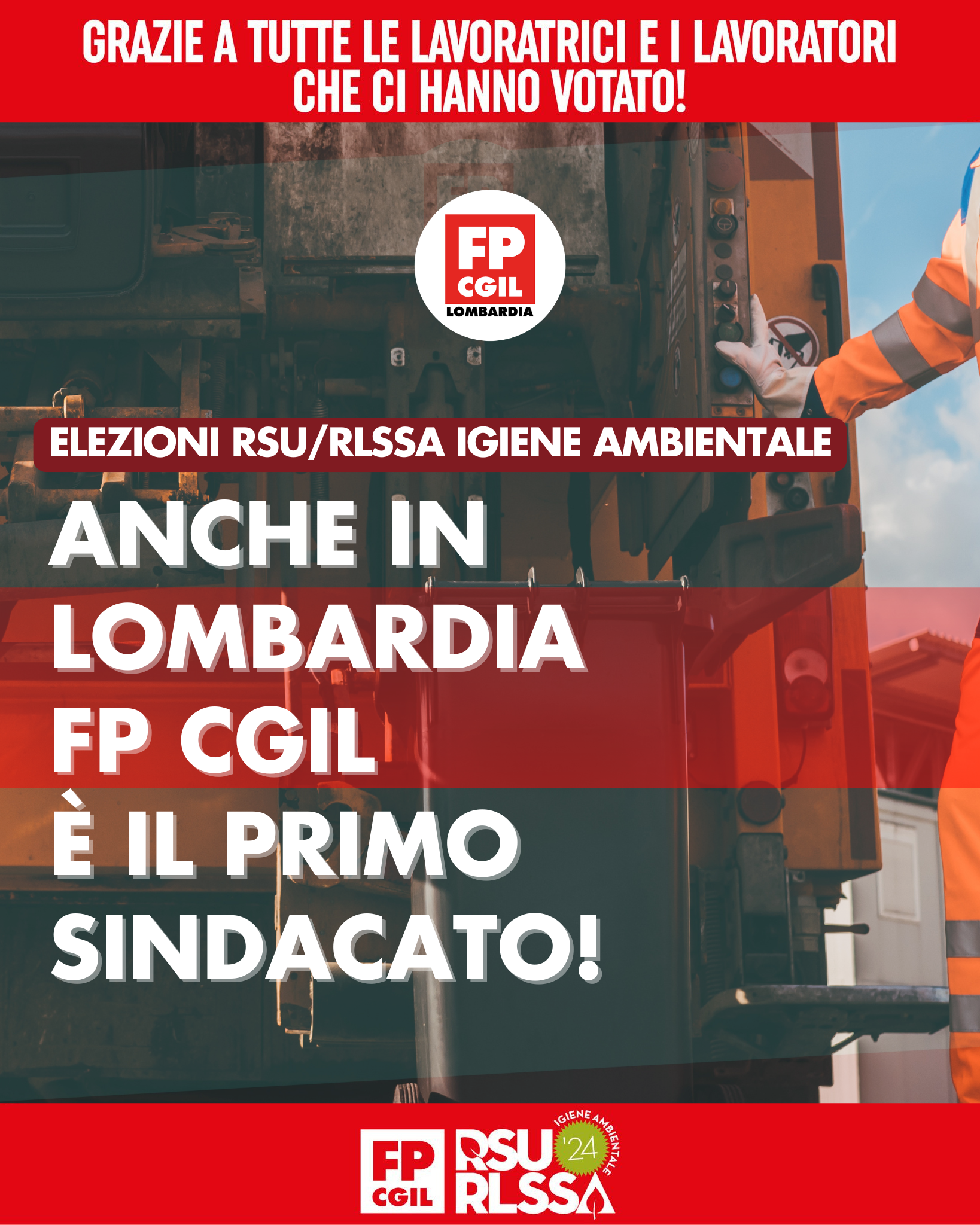 Rsul/Rlssa Igiene ambientale: Fp Cgil prima in Lombardia