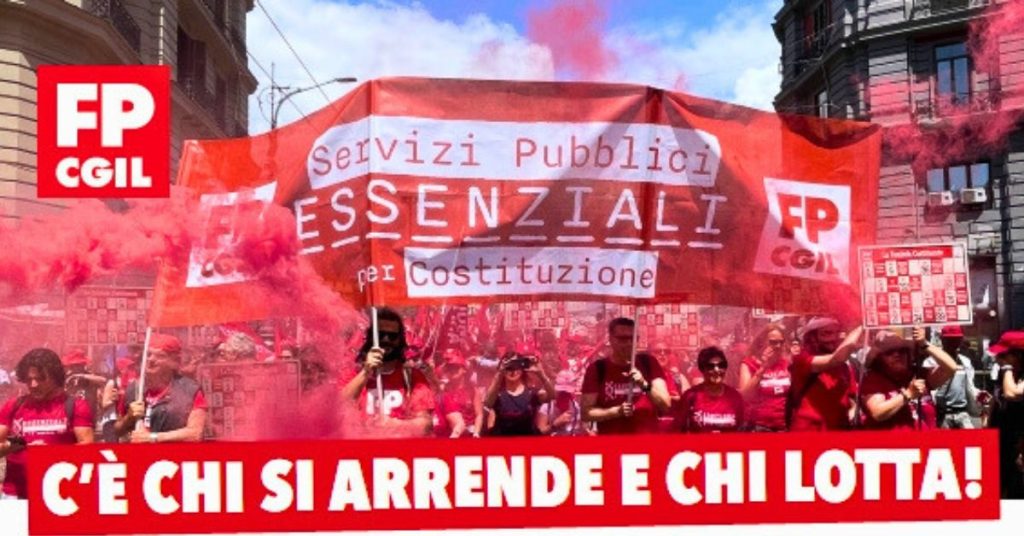 striscione servizi pubblici fp cgil