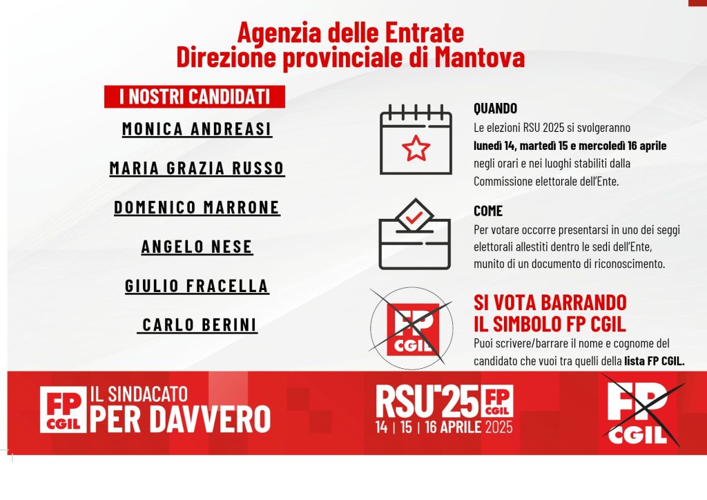 agenzia entrate mn lista fp cgil