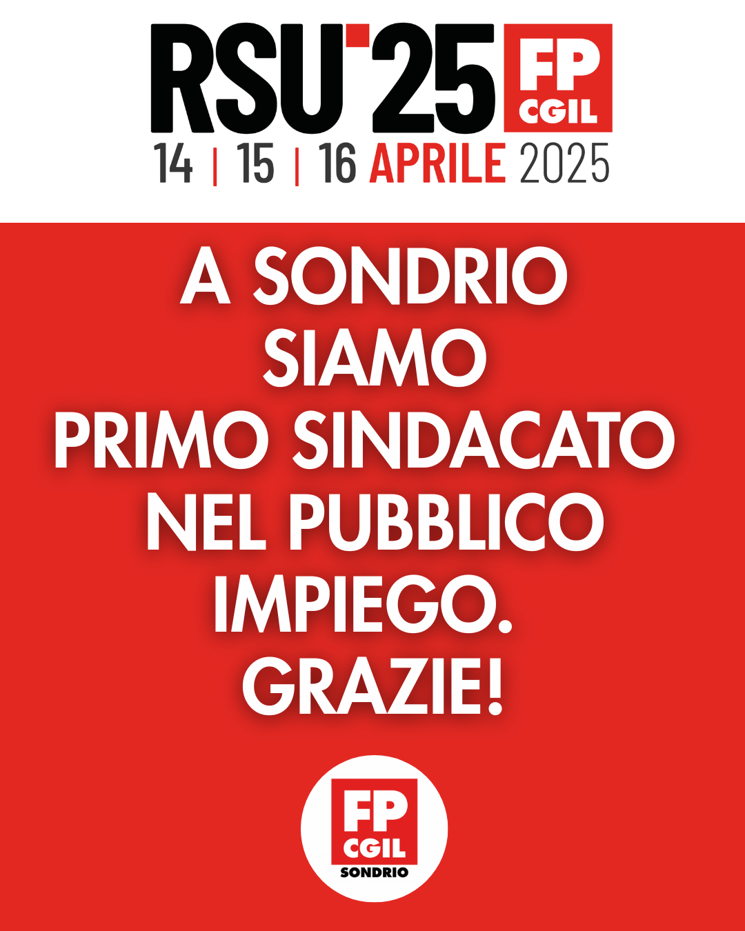 Rsu 2025 Fp Cgil primo sindacato a Sondrio