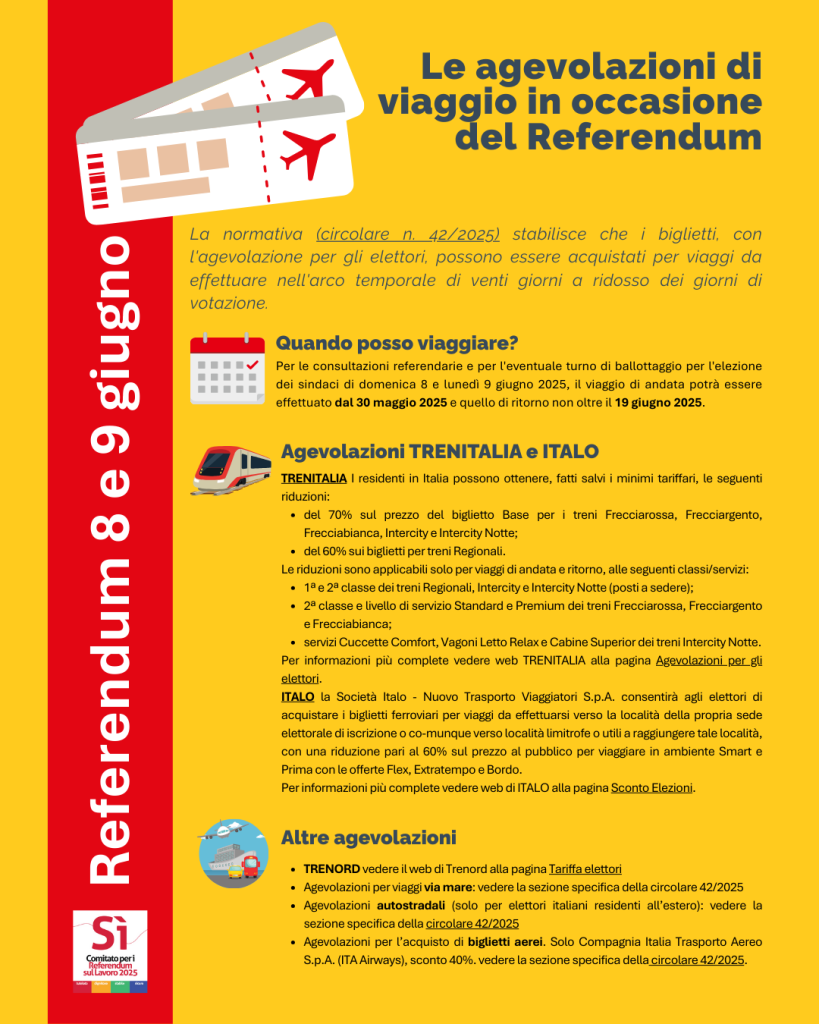 agevolazioni viaggio referendum 2025