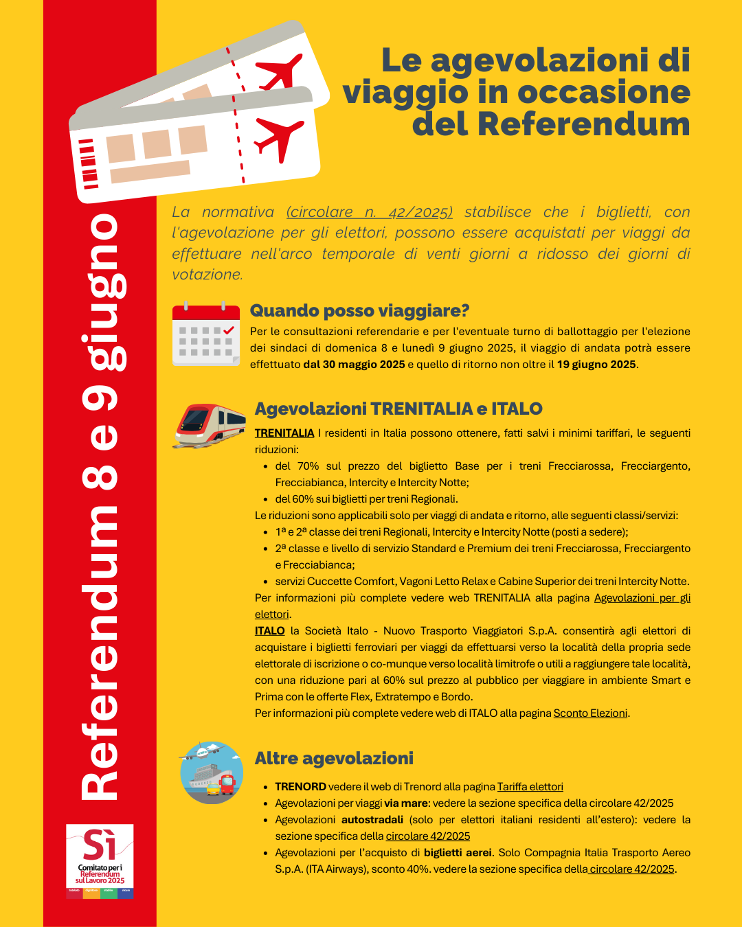 agevolazioni viaggio referendum 2025