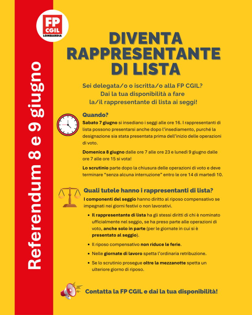 locandina rappresentante di lista referendum 2025