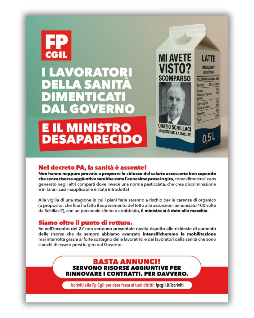 volantino Fp Cgil decreto Pa sanità