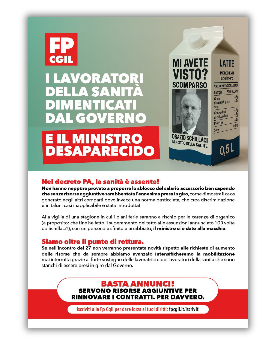 volantino Fp Cgil decreto Pa sanità
