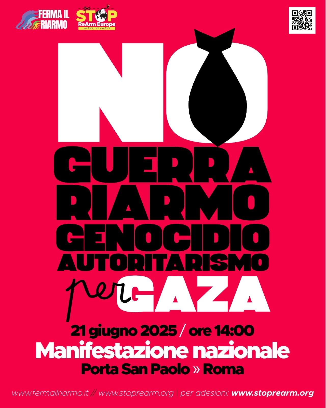 volantino manifestazione 21 giugno 2025