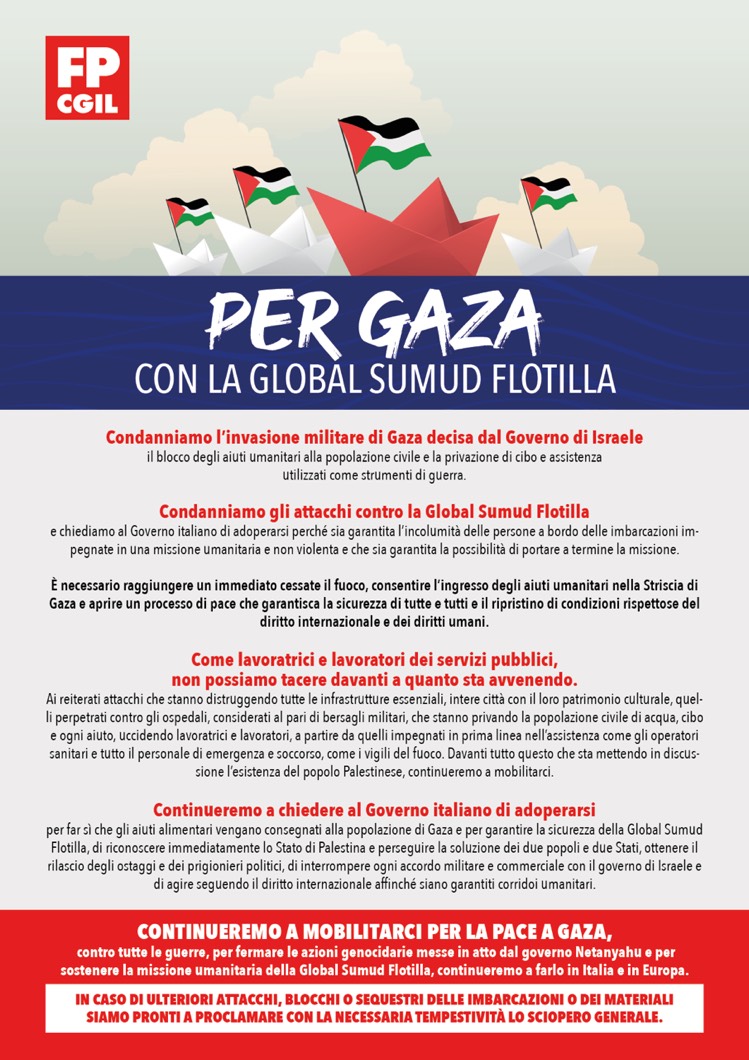 FP CGIL Per Gaza - volantino