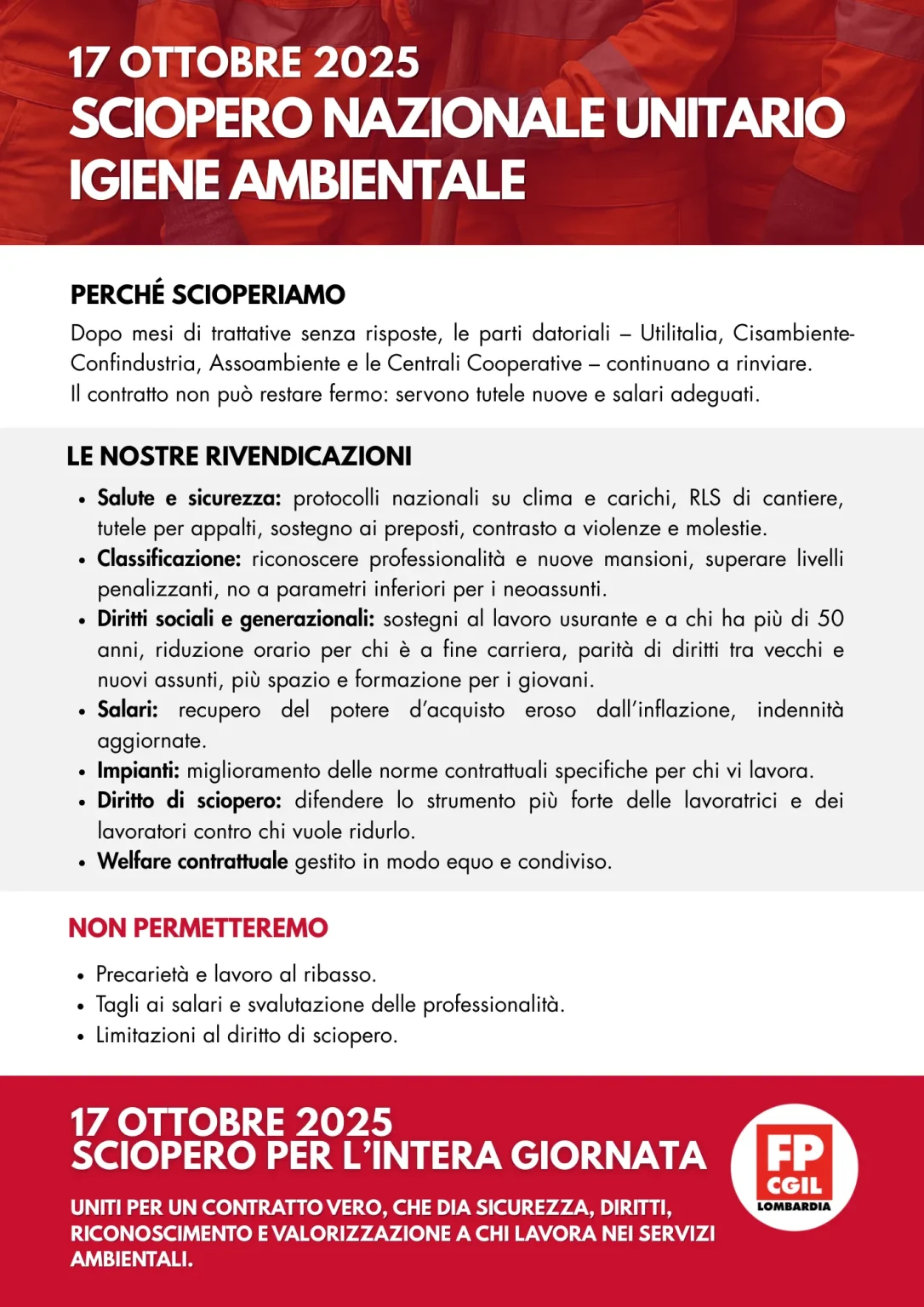 Volantino sciopero IA Fp Cgil Lombardia