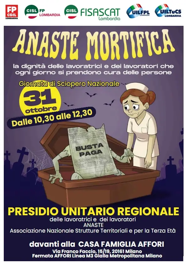 Volantino Presidio unit reg Anaste Lombardia post fb e sito