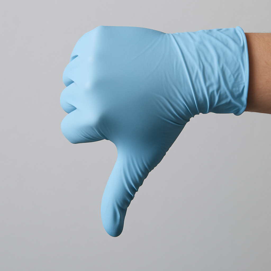 mano guanto pollice giu