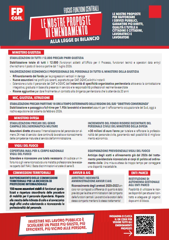 FPCGIL FC - Le nostre proposte di Emendamento