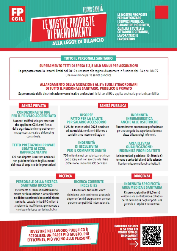 FPCGIL Sanità - Le nostre proposte di Emendamento