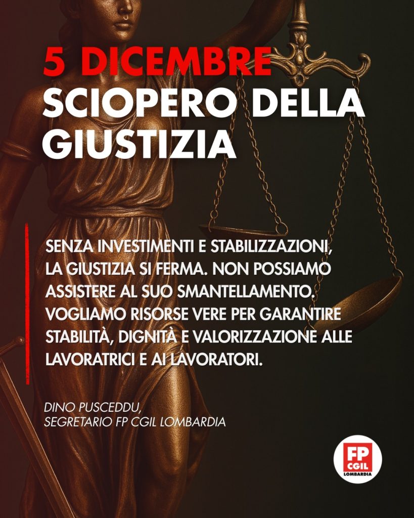 card sciopero giustizia 5 dicembre 2025