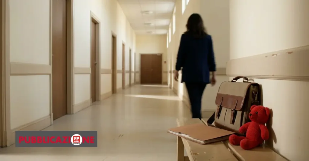 corridoio istituzionale donna e orsacchiotto