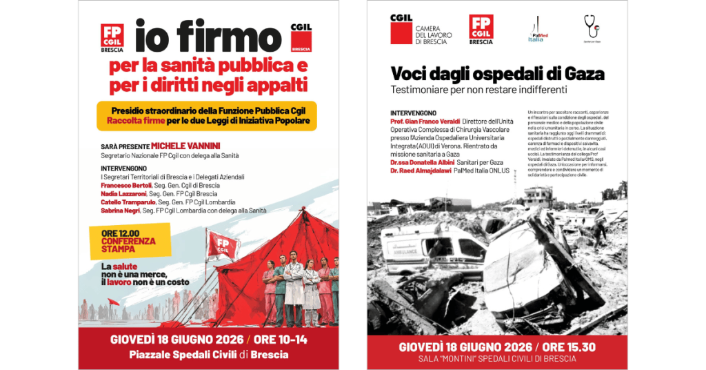 locandine brescia 18 giugno 2026 fp cgil spedali civili