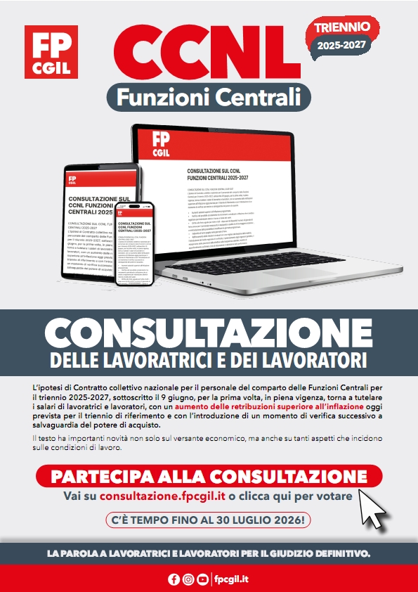 Consultazione Funzioni Centrali CCNL 25-27 Volantino Fp Cgil