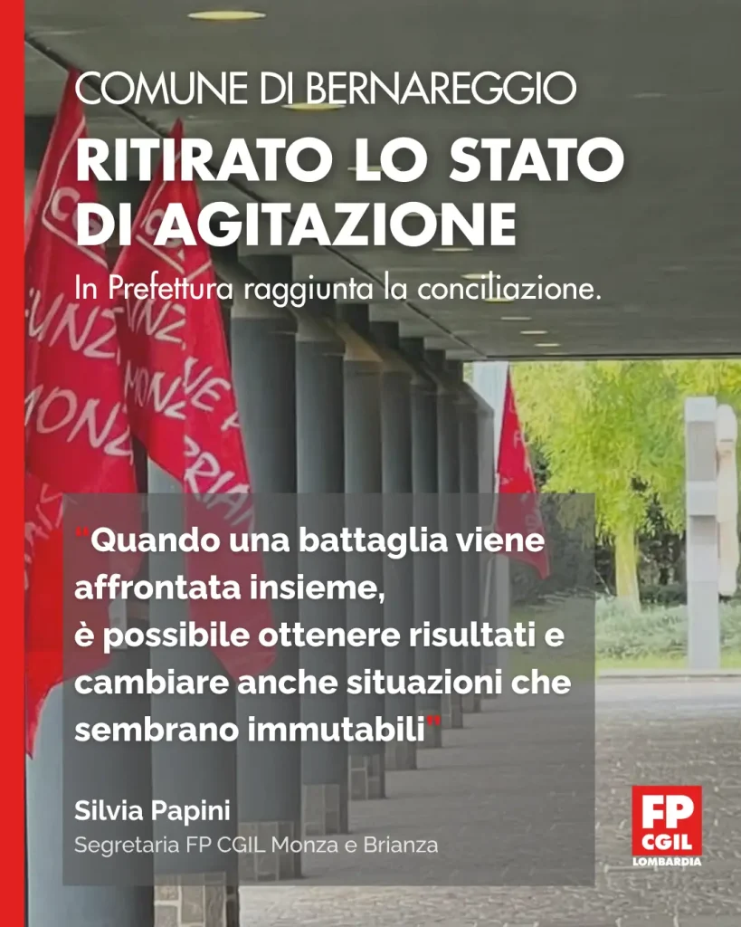 comune bernareggio ritirato stato agitazione card fp cgil