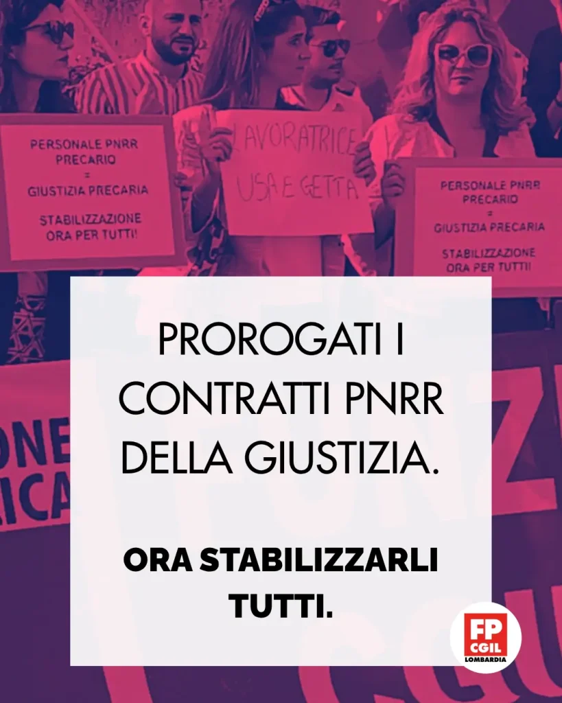 proroga contratti pnrr giustizia card fp cgil lombardia
