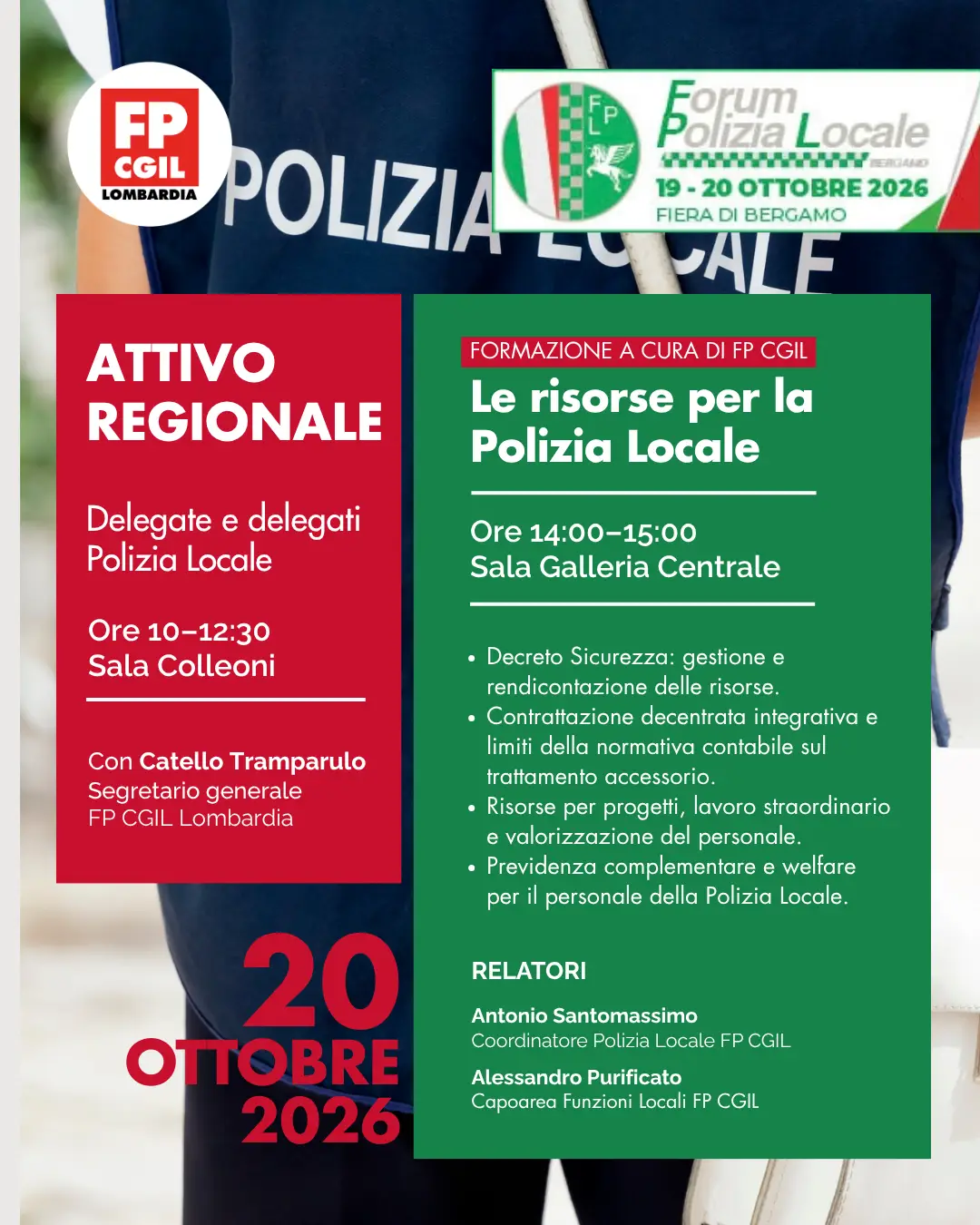 Forum Polizia Locale locandina Fp Cgil Lombardia