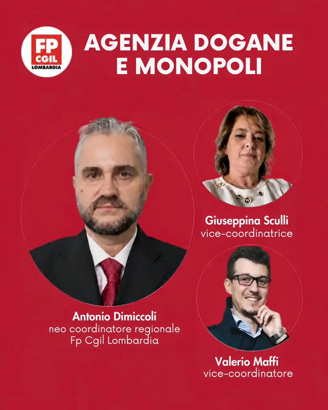 Dimiccoli, Sculli e Maffi, Adm Fp Cgil Lombardia