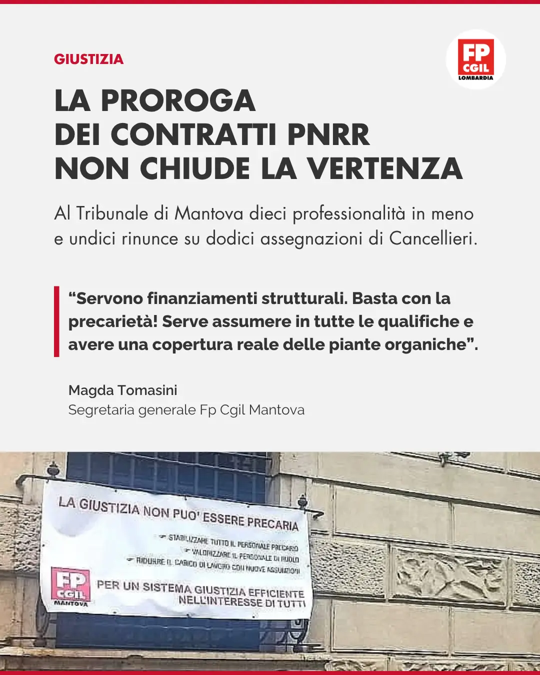 Organici Tribunale Mantova: servono assunzioni | Fp Cgil