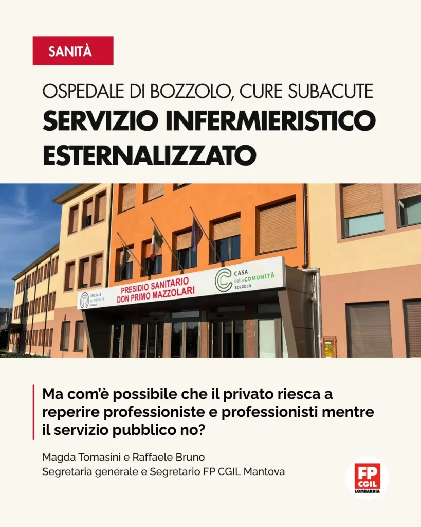 ospedale bozzolo esternalizzazione serv infermieristico card fp cgil